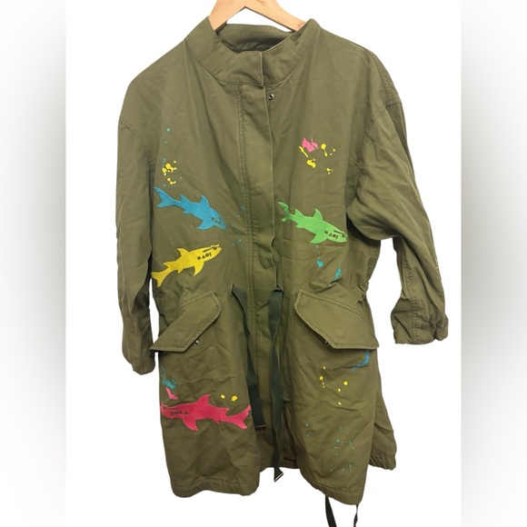 Zara Jackets & Blazers - Zara Olive Green Shark Print Jacket